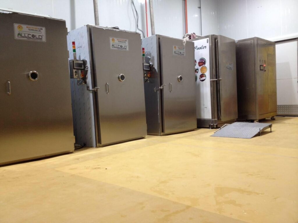 ALLCOLD vacuum cooling units installed at a bakery facility for rapid cooling of bread and pastries.