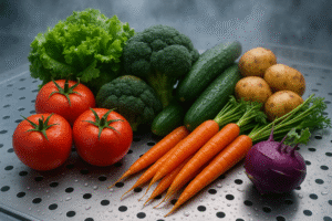 Freshly harvested vegetables ready for rapid cooling