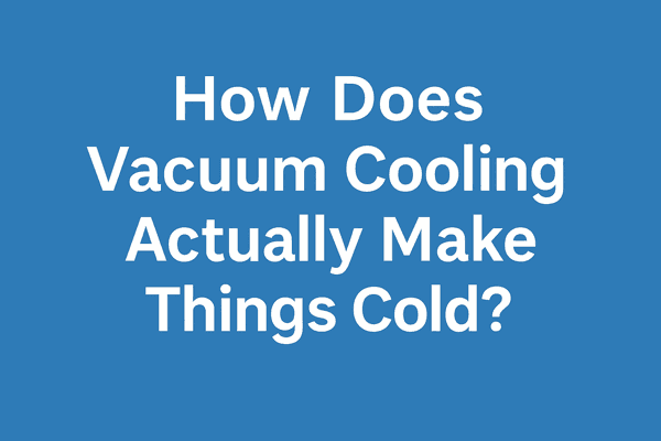 Blue title graphic reading 'How Does Vacuum Cooling Actually Make Things Cold?' in bold white text, centered on a clean blue background.
