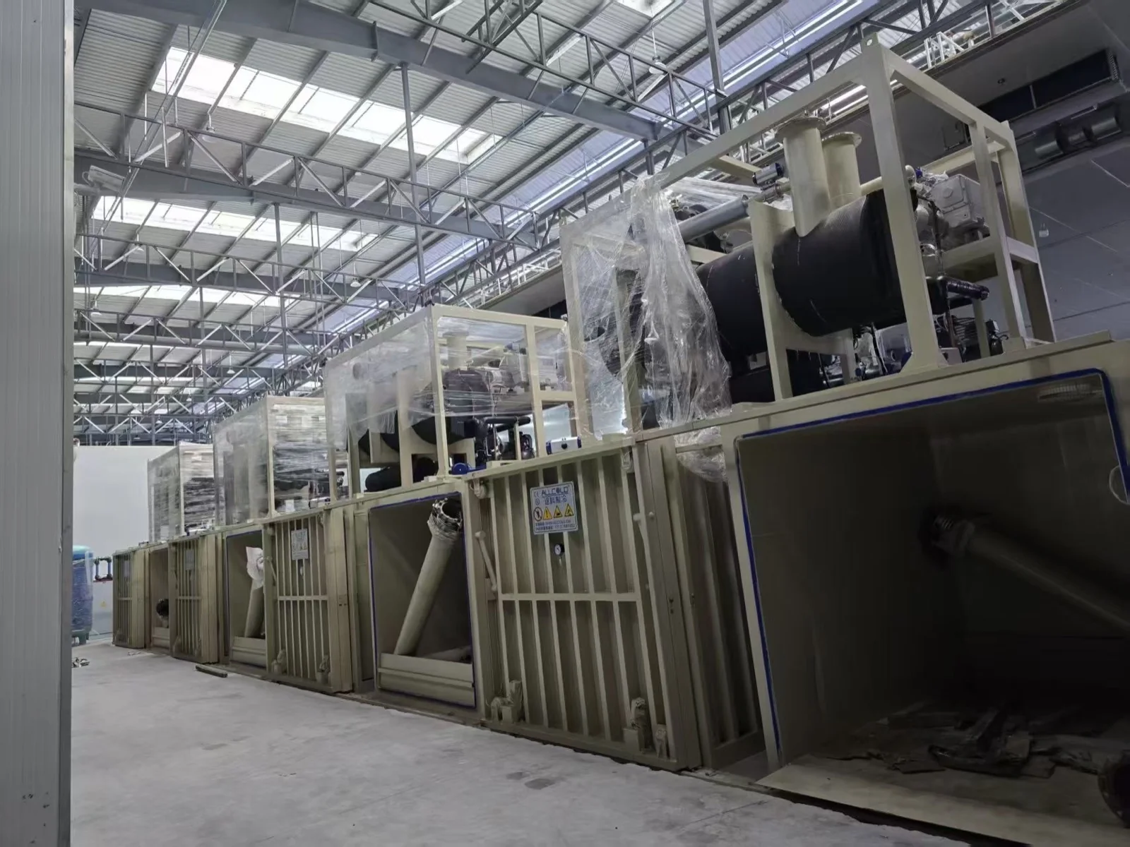 Multiple Allcold vacuum cooling systems during factory assembly