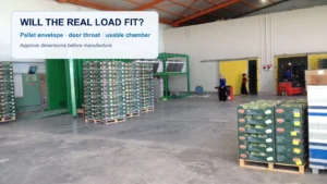 Allcold pallet vacuum cooler operating beside a full load of packed fresh produce