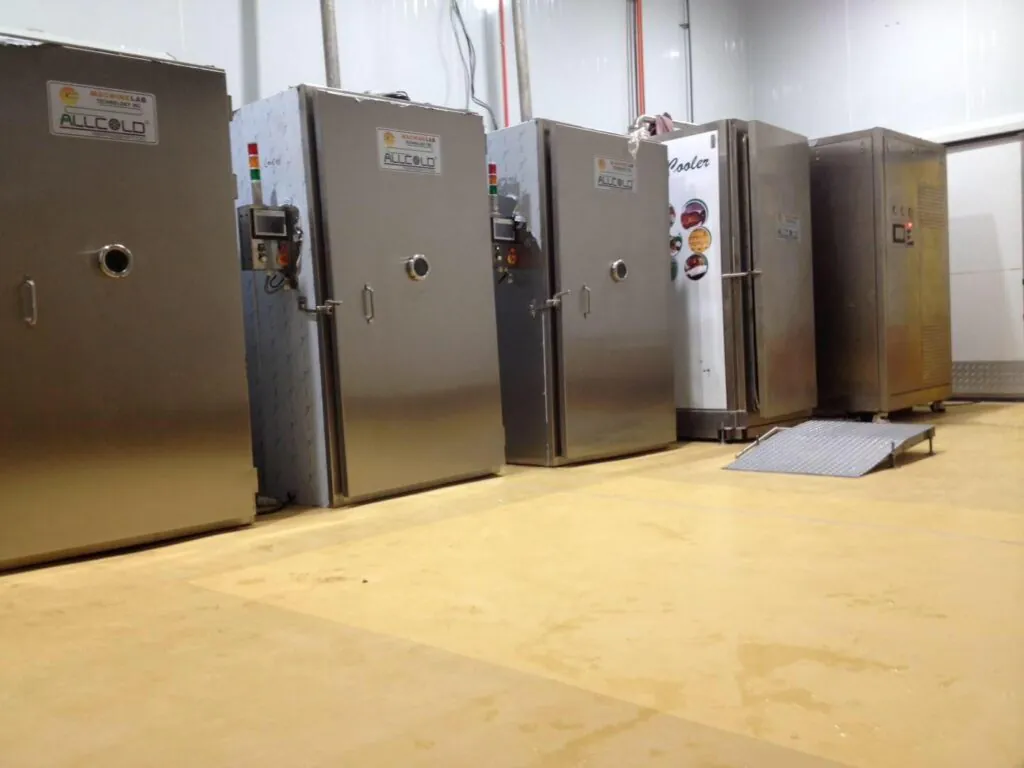 ALLCOLD vacuum cooling units installed at a bakery facility for rapid cooling of bread and pastries.