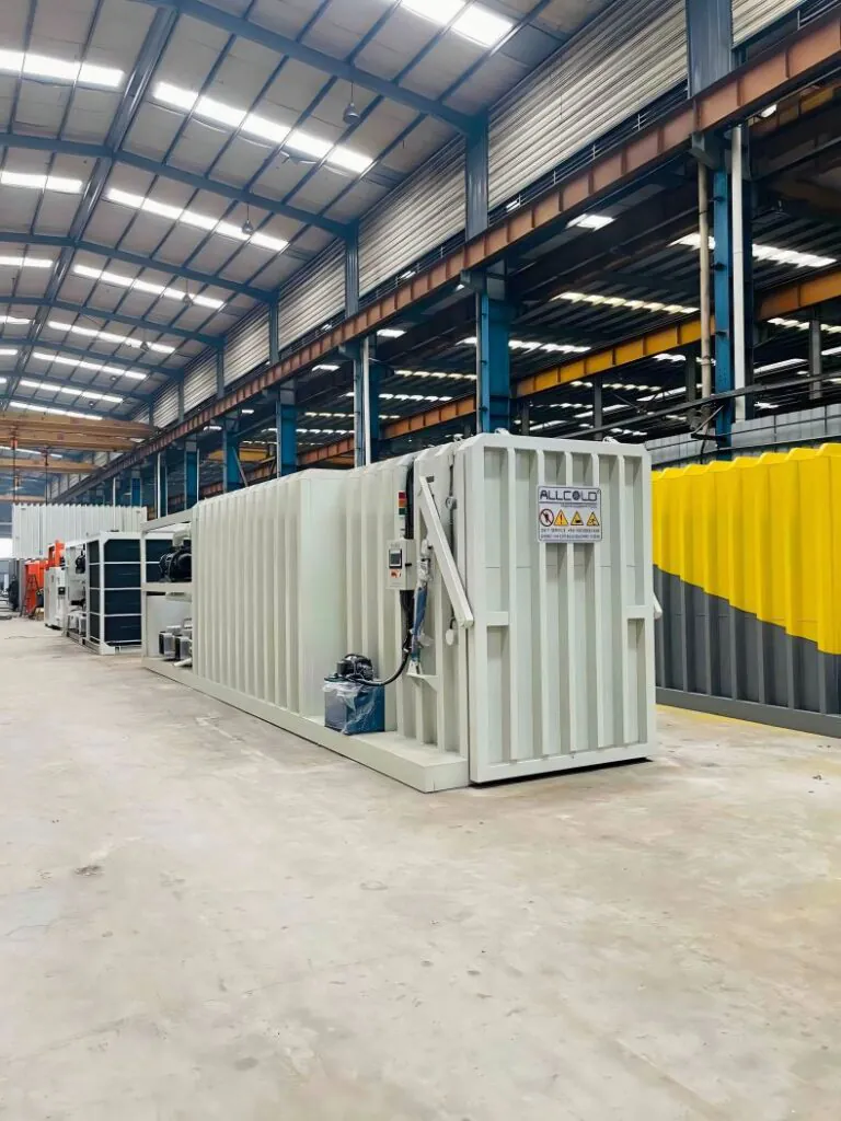 Allcold container-type vacuum cooler for fresh produce in a modern factory workshop