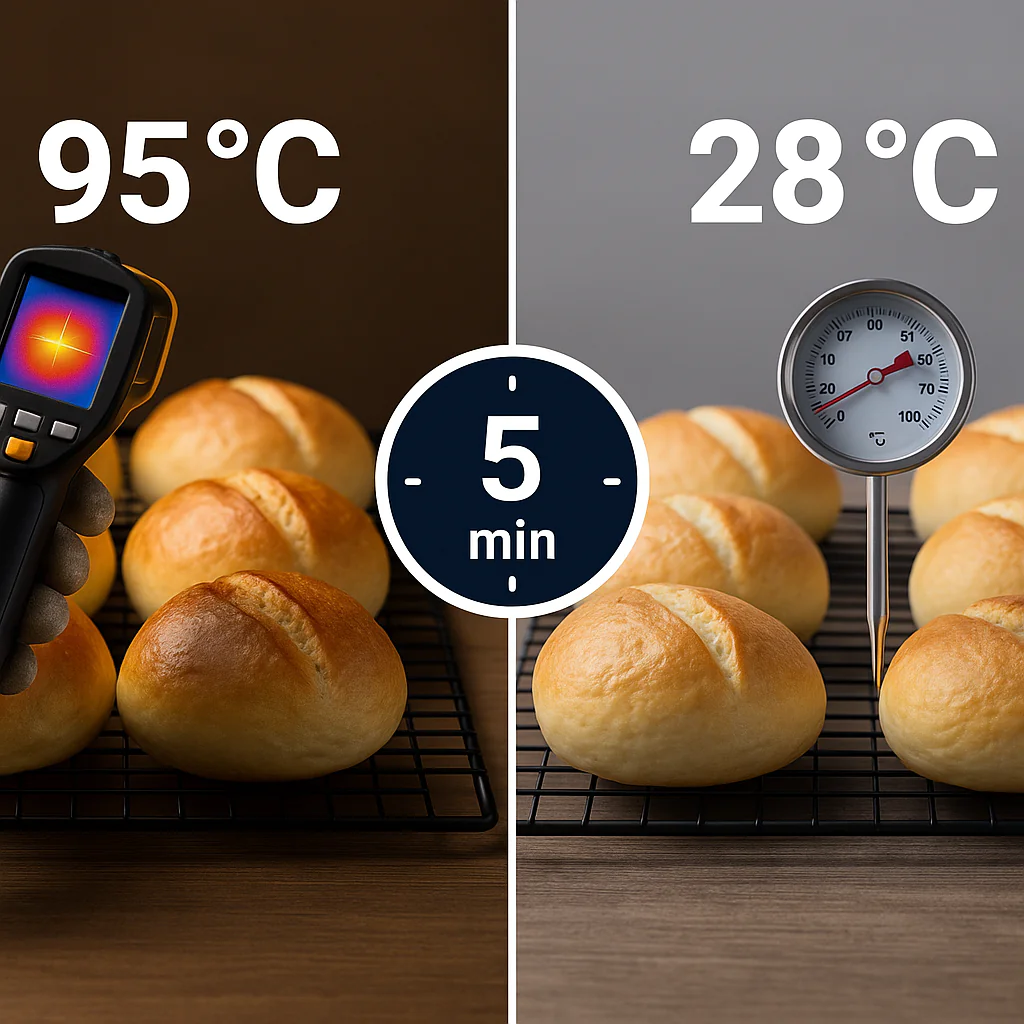 Industrial vacuum cooling machine rapidly cooling cooked food from 98°C to 28°C within 5 minutes