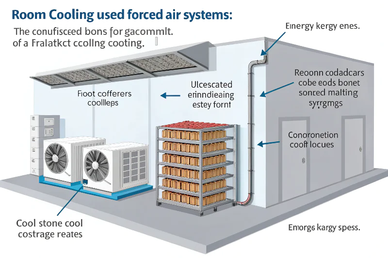 Old style forced air cooler unit with visible frost