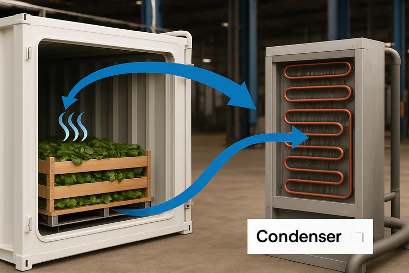 Simplified diagram of vacuum cooler showing vapor path to condenser coils