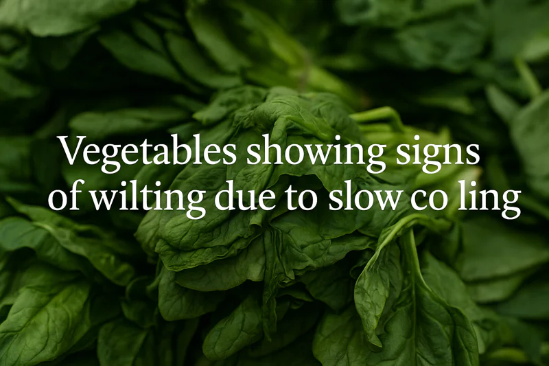 Vegetables showing signs of wilting due to slow cooling