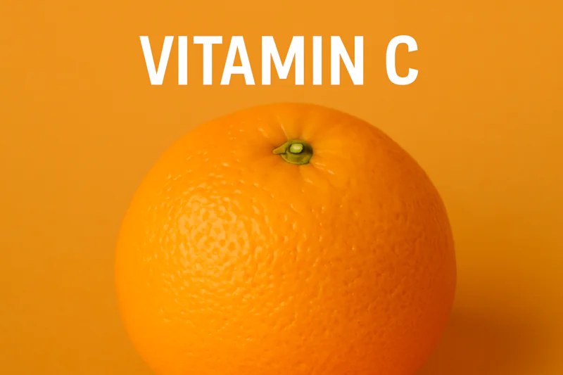 A close-up of a bright orange, rich in Vitamin C, symbolizing sensitive vitamins