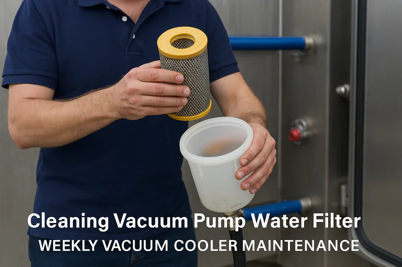 Cleaning vacuum pump water filter