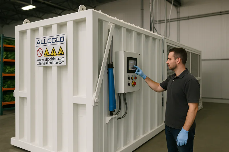 Technician operating vacuum cooling system
