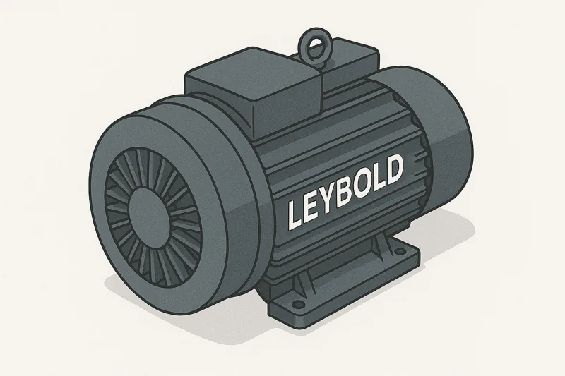 A close-up shot of a Leybold-brand vacuum pump, clearly showing the brand name and its robust, industrial construction.