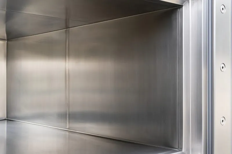 A close-up shot of a high-quality stainless steel vacuum chamber, reflecting light and looking pristine.