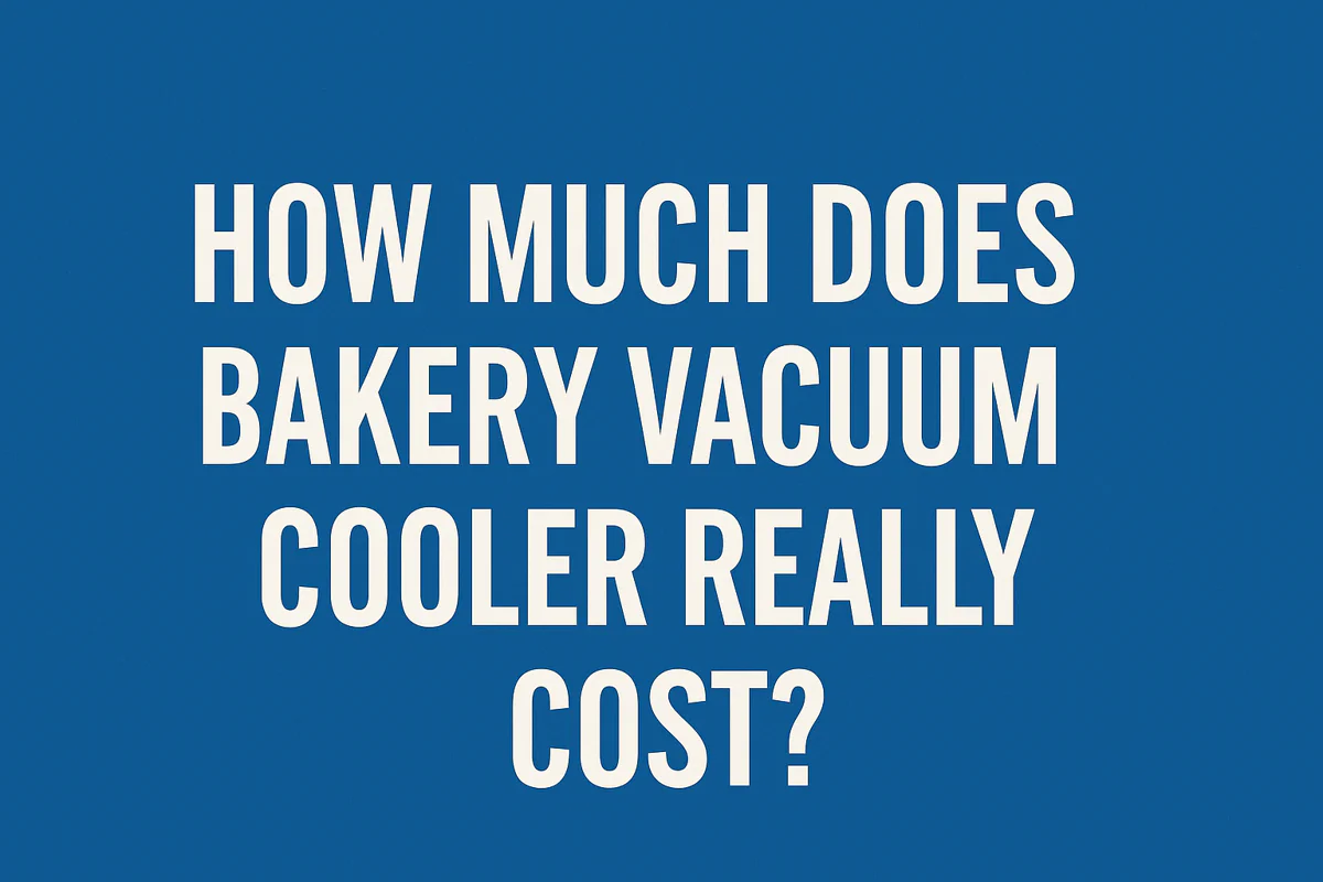 Headline graphic asking ‘How Much Does a Bakery Vacuum Cooler Really Cost?’ displayed on a blue background for an article about bakery vacuum cooling pricing.
