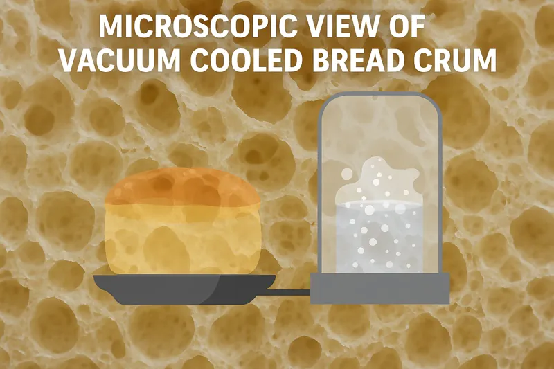 A microscopic close-up image showing a stable, open bread crumb structure after vacuum cooling.