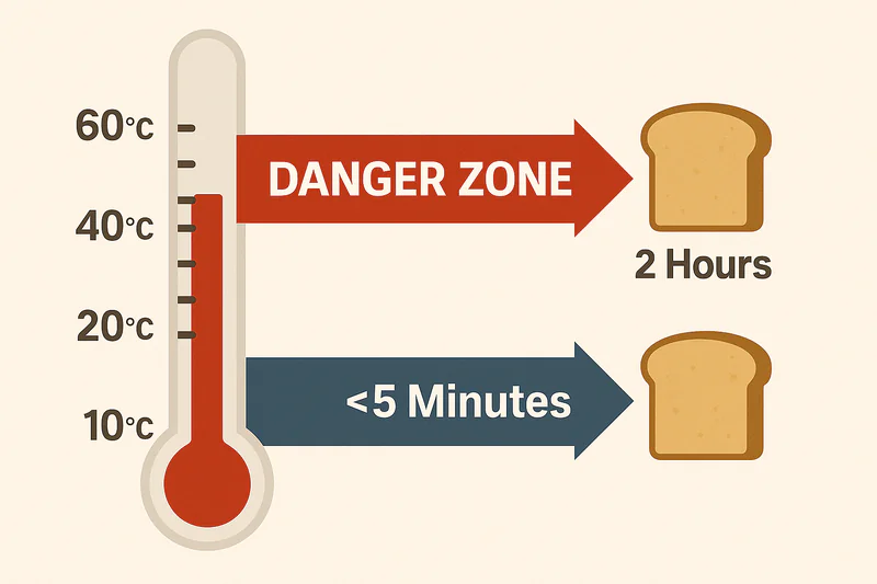 An infographic showing a thermometer with a red 