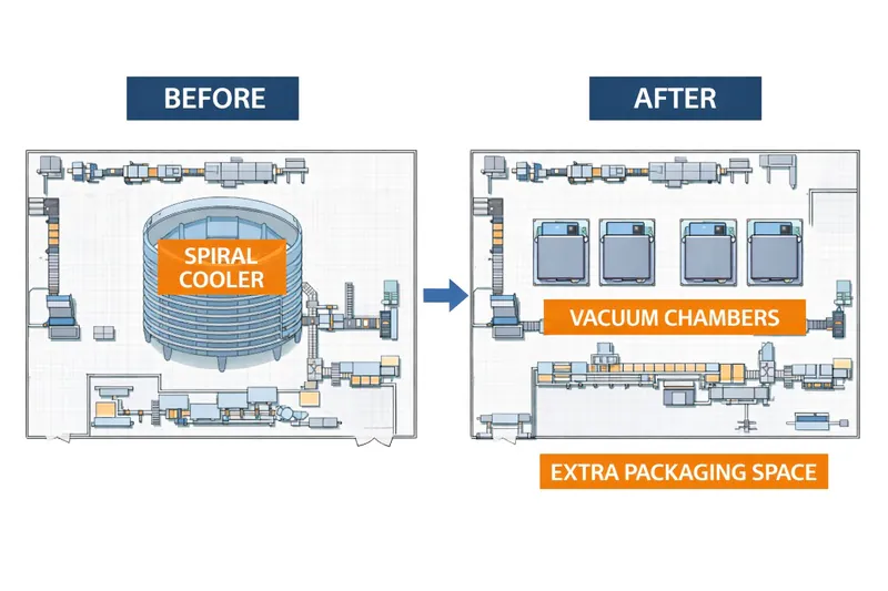 A manufacturing floor plan layout. 