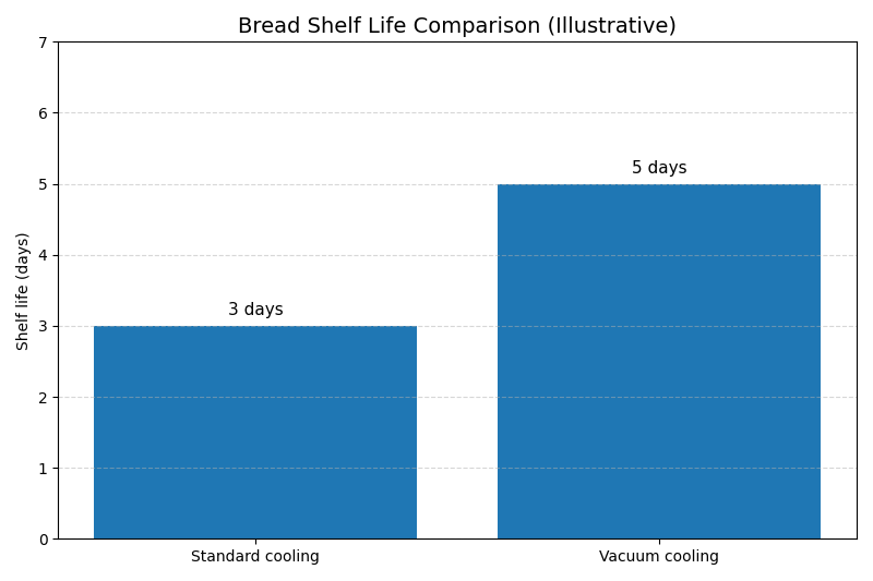 fresh bread shelf life comparison vacuum cooled