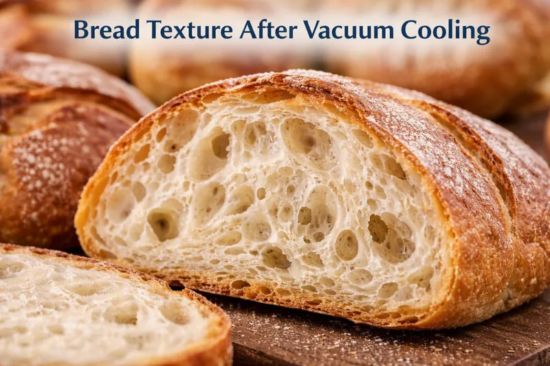 close up of fresh bread texture after vacuum cooling