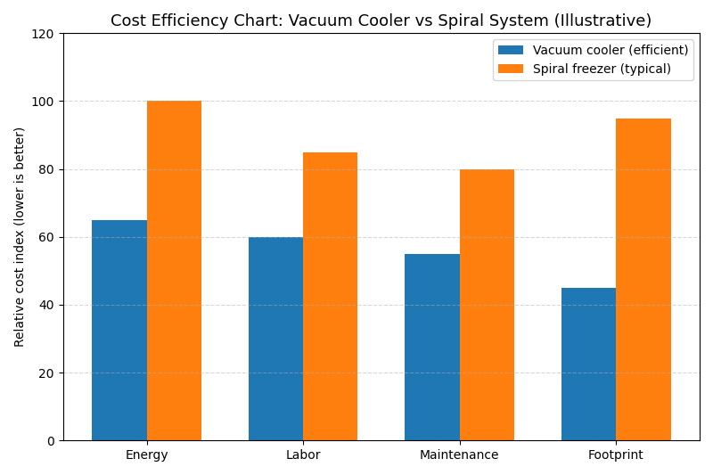 energy saving vacuum cooler vs spiral freezer cost