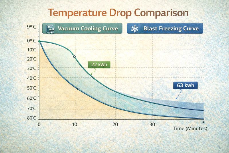 vacuum cooling curve vs blast freezing curve