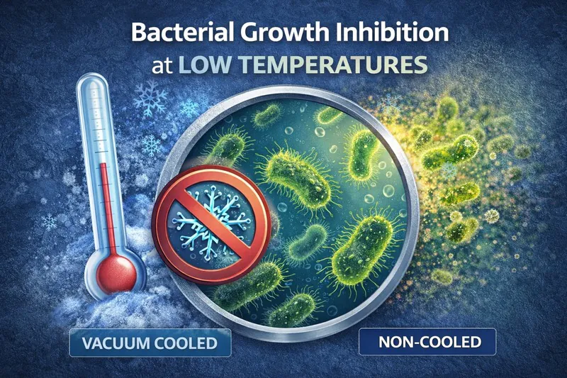 Microscope illustration showing bacteria inhibition at low temperatures