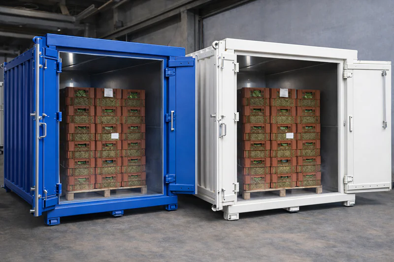 Carbon steel vacuum chamber painted in industrial blue or white