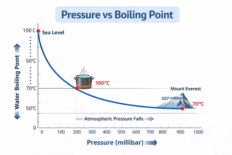 chart showing the relationship between atmospheric pressure and boiling point of water