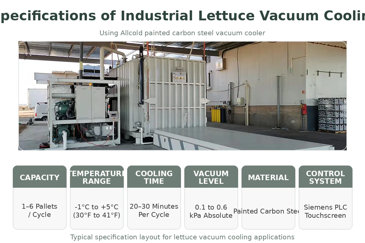 Technical Specifications of Industrial Lettuce Vacuum Cooling Systems?