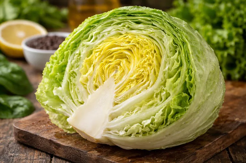 Cross-section of an Iceberg lettuce head showing its layers