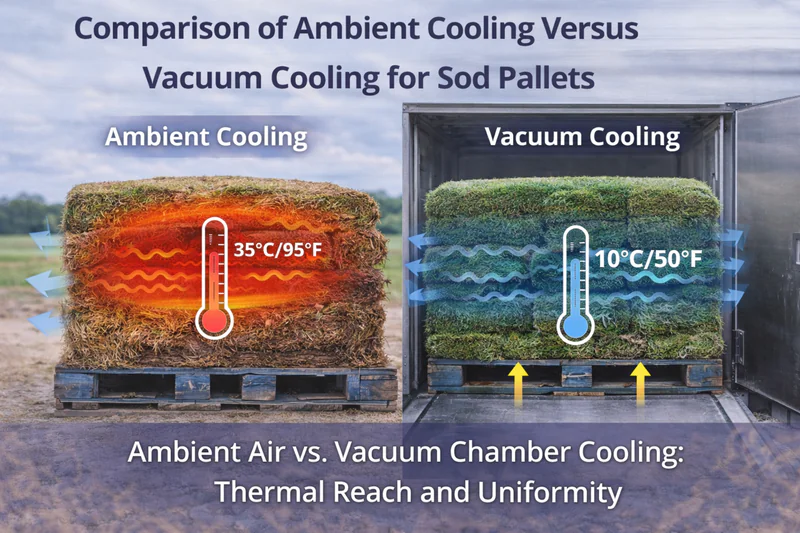 Comparison of ambient cooling versus vacuum cooling for sod pallets