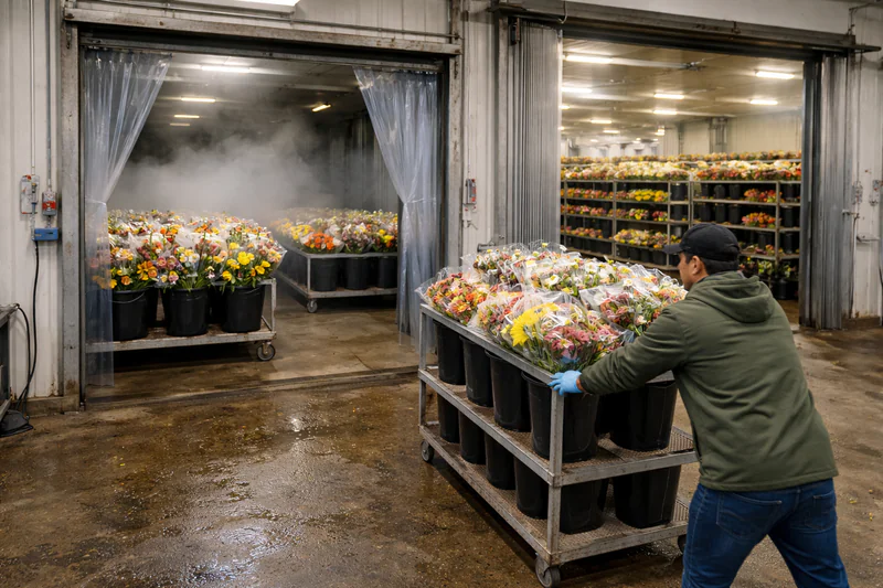 Cut flower pre-cooling as part of export quality protection