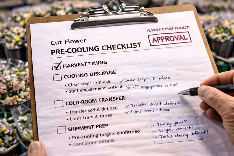 Cut flower pre-cooling checklist before project approval