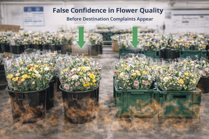 False confidence in flower quality before destination complaints appear