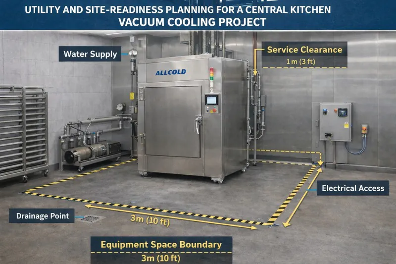 Utility and site-readiness planning for a central kitchen vacuum cooling project