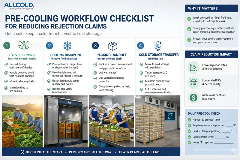 Pre-cooling workflow checklist for reducing rejection claims