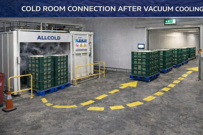 Cold room connection after vacuum cooling
