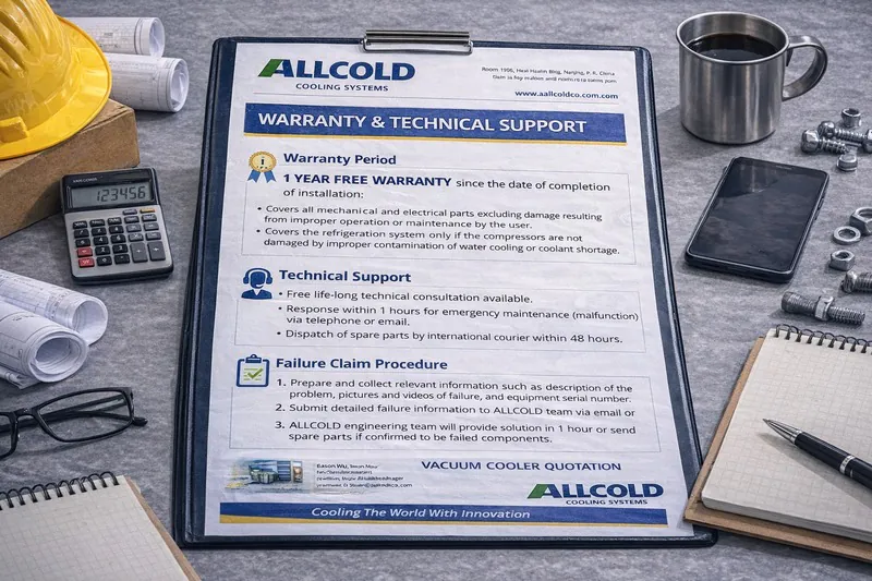 Warranty and technical support section in quotation