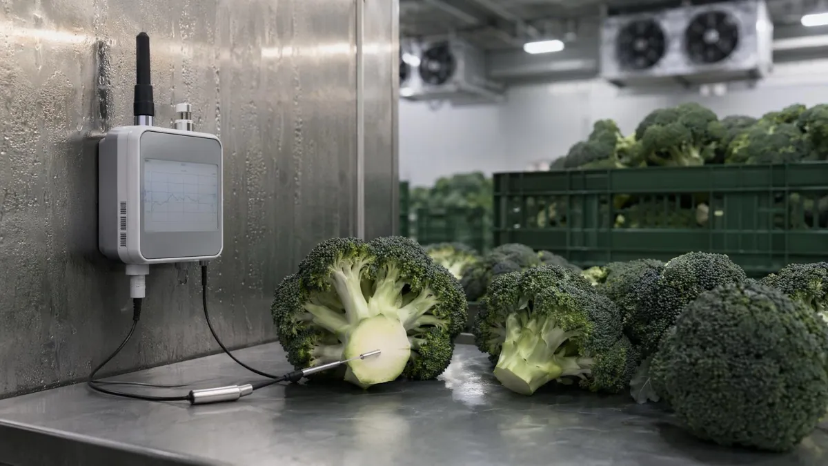 Cold room temperature log versus actual broccoli core temperature gap