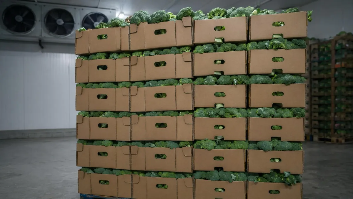 Dense broccoli pallet loading creating cooling inconsistency