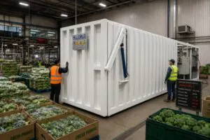Vacuum cooler stoppage in a produce packing house during peak export handling.